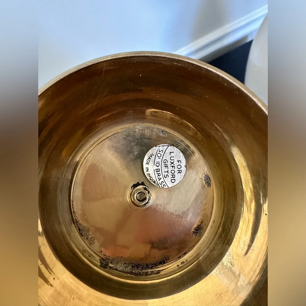 Floral enamel brass urn/vase - Picture 4 of 4